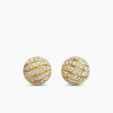 SCULPTED CABLE STUD EARRINGS 18K Yellow Gold with Diamonds, 9mm
