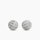 SCULPTED CABLE STUD EARRINGS Sterling Silver with Diamonds, 9mm