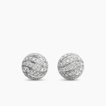 SCULPTED CABLE STUD EARRINGS Sterling Silver with Diamonds, 9mm