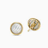 SCULPTED CABLE STUD EARRINGS 18K Yellow Gold with Mother of Pearl, 10.3mm