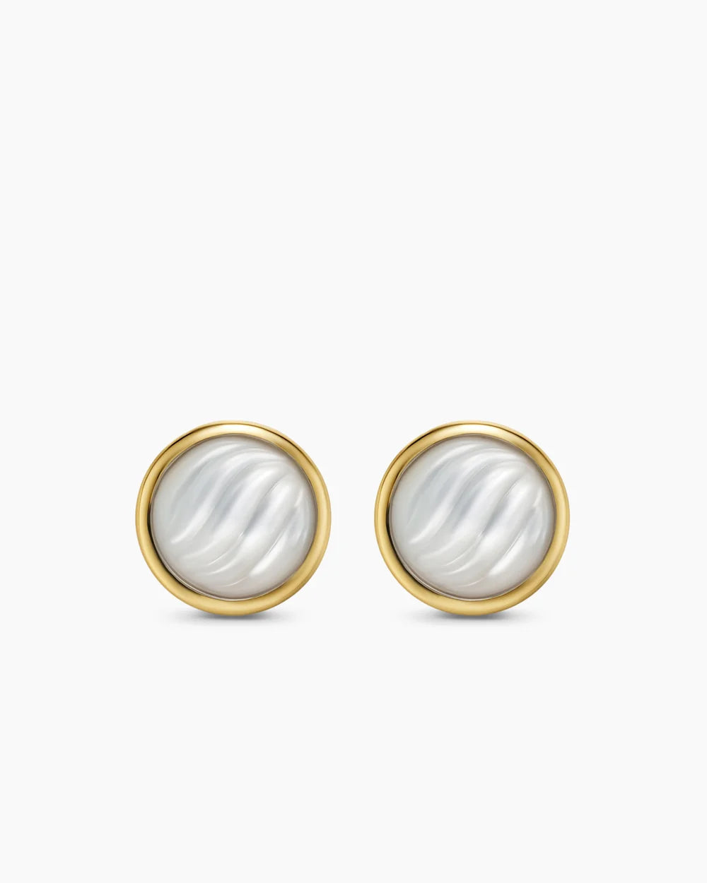 SCULPTED CABLE STUD EARRINGS 18K Yellow Gold with Mother of Pearl, 10.3mm