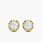 SCULPTED CABLE STUD EARRINGS 18K Yellow Gold with Mother of Pearl, 10.3mm