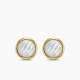 SCULPTED CABLE STUD EARRINGS 18K Yellow Gold with Mother of Pearl, 10.3mm