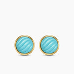 SCULPTED CABLE STUD EARRINGS 18K Yellow Gold with Turquoise, 10.3mm