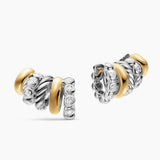 DY MERCER® MULTI HOOP CLIMBER EARRINGS Sterling Silver with 18K Yellow Gold and Diamonds, 20.6mm