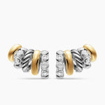 DY MERCER® MULTI HOOP CLIMBER EARRINGS Sterling Silver with 18K Yellow Gold and Diamonds, 20.6mm