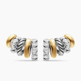 DY MERCER® MULTI HOOP CLIMBER EARRINGS Sterling Silver with 18K Yellow Gold and Diamonds, 20.6mm