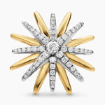 STARBURST STUD EARRINGS Sterling Silver with 18K Yellow Gold with Diamonds, 19mm
