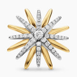 STARBURST STUD EARRINGS Sterling Silver with 18K Yellow Gold with Diamonds, 19mm