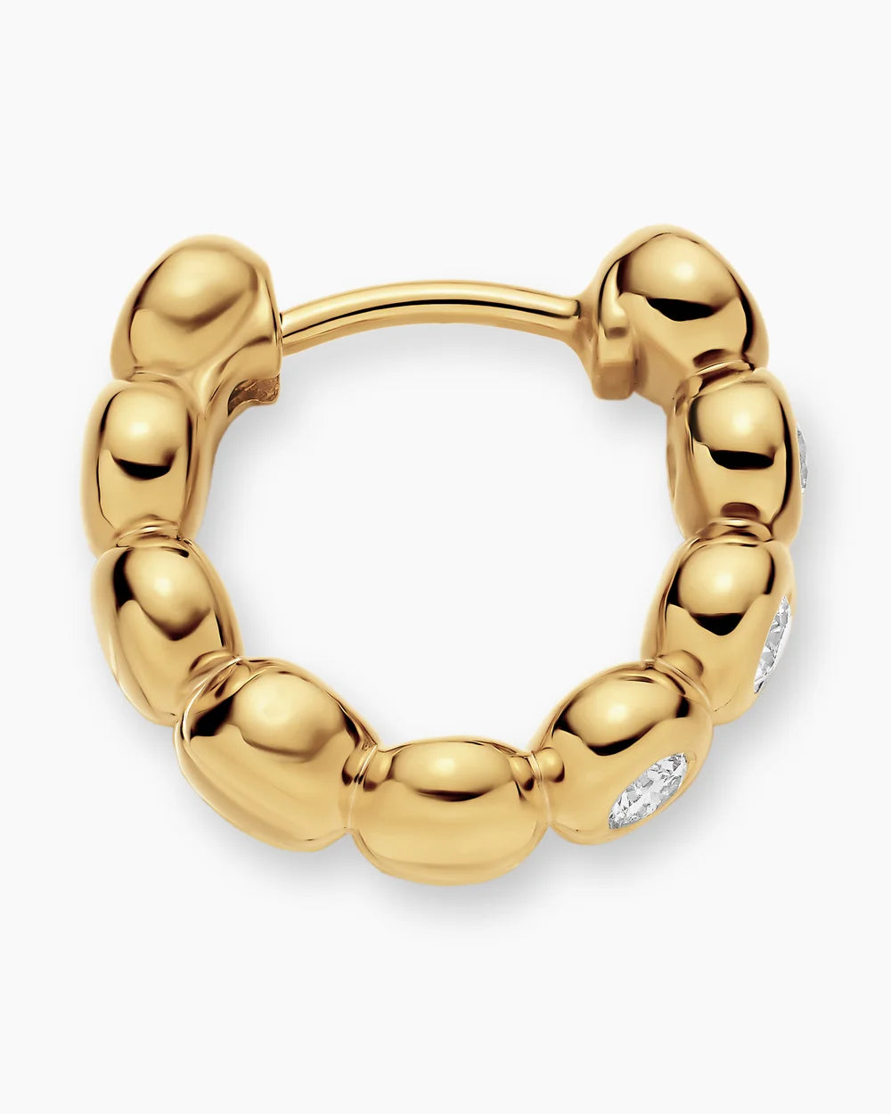 BEZEL SET HOOP EARRINGS 18K Yellow Gold with Diamonds, 13.4mm