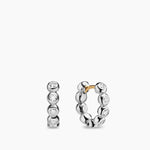 Bezel Set Hoop Earrings Sterling Silver with Diamonds, 13.4mm