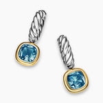 DY MERCER® COLOR DROP EARRINGS Sterling Silver with 14K Yellow Gold and Hampton Blue Topaz, 6mm