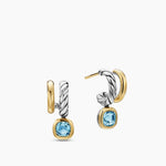 DY MERCER® COLOR TWO ROW DROP EARRINGS Sterling Silver with 18K Yellow Gold and Sky Blue Topaz, 19.5mm