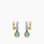 DY MERCER® COLOR TWO ROW DROP EARRINGS Sterling Silver with 18K Yellow Gold and Sky Blue Topaz, 19.5mm