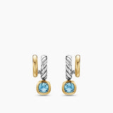 DY MERCER® COLOR TWO ROW DROP EARRINGS Sterling Silver with 18K Yellow Gold and Sky Blue Topaz, 19.5mm