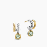 DY MERCER® COLOR TWO ROW DROP EARRINGS Sterling Silver with 18K Yellow Gold and Prasiolite, 19.5mm