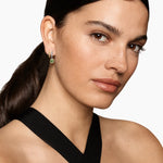 DY MERCER® COLOR TWO ROW DROP EARRINGS Sterling Silver with 18K Yellow Gold and Prasiolite, 19.5mm