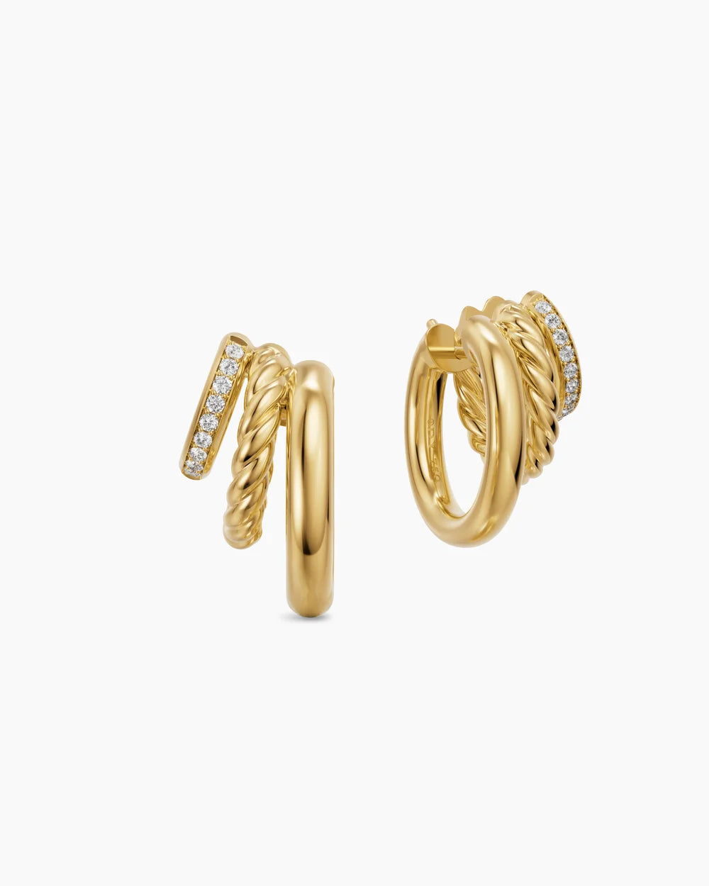 DY MERCER® MULTI ROW EARRINGS 18K Yellow Gold with Diamonds, 18mm