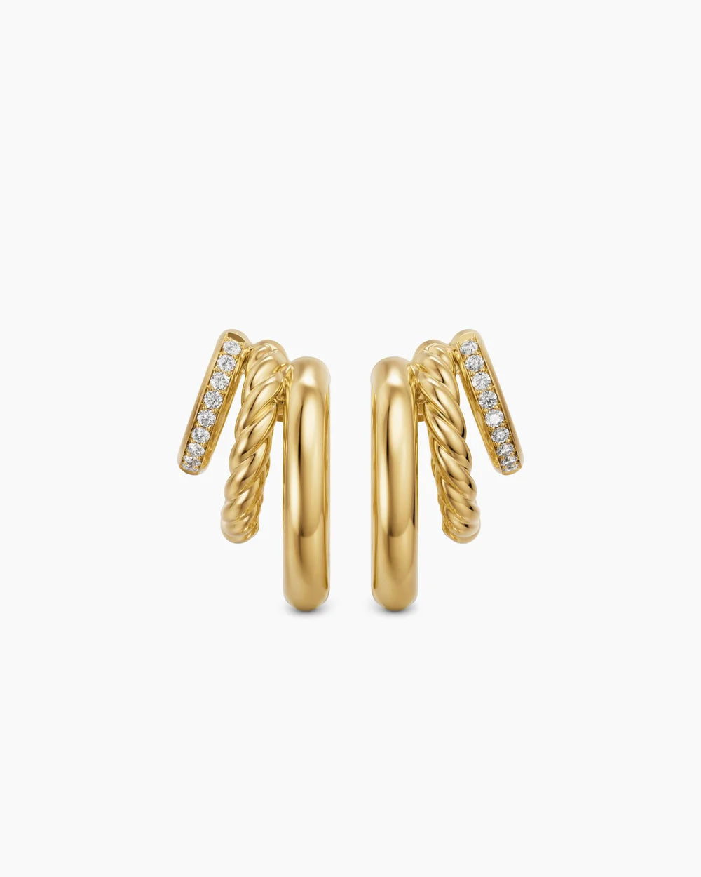 DY MERCER® MULTI ROW EARRINGS 18K Yellow Gold with Diamonds, 18mm