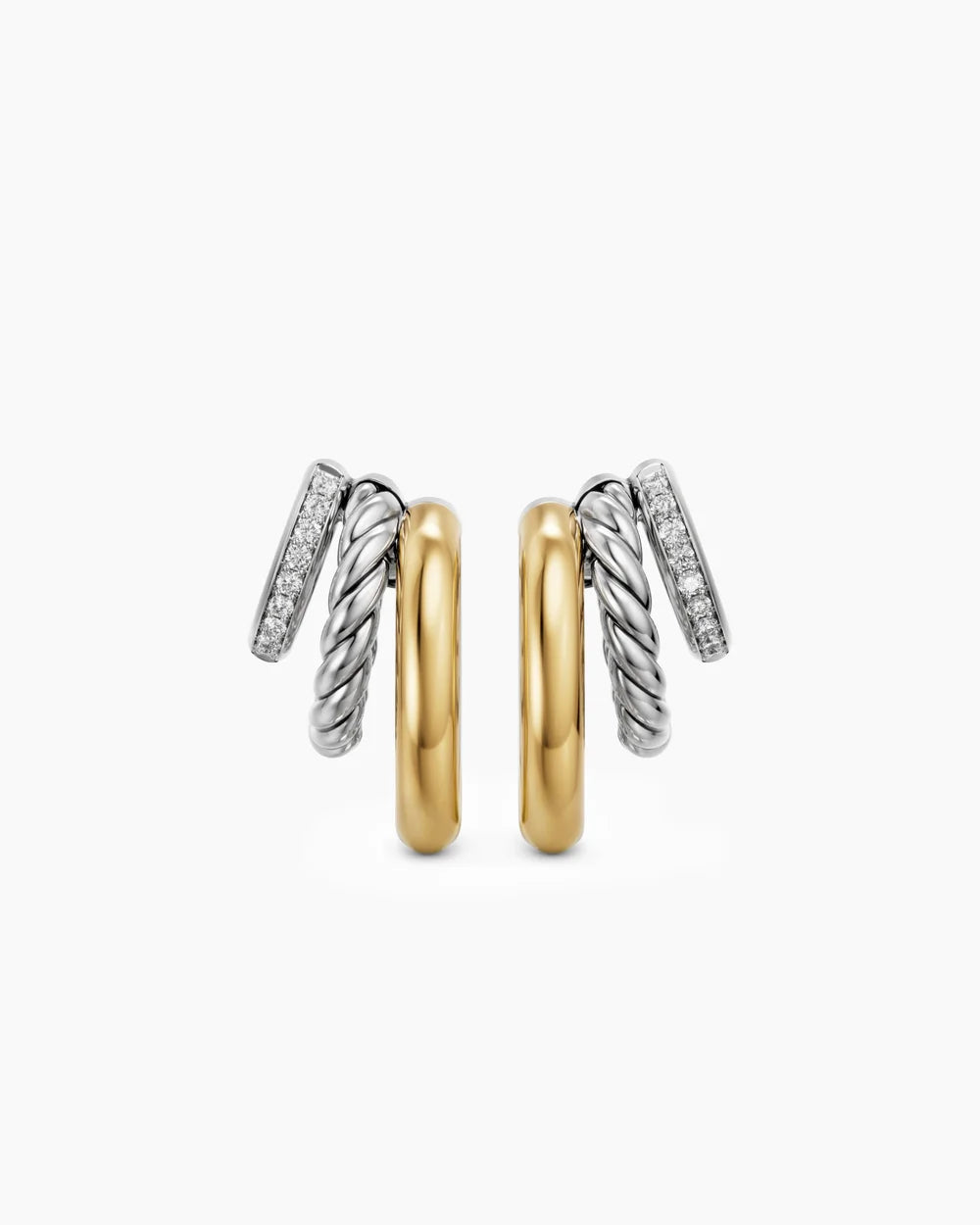 DY MERCER® MULTI ROW EARRINGS Sterling Silver with 14K Yellow Gold and Diamonds, 18mm