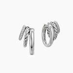 DY MERCER® MULTI ROW EARRINGS Sterling Silver with Diamonds, 18mm