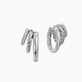 DY MERCER® MULTI ROW EARRINGS Sterling Silver with Diamonds, 18mm