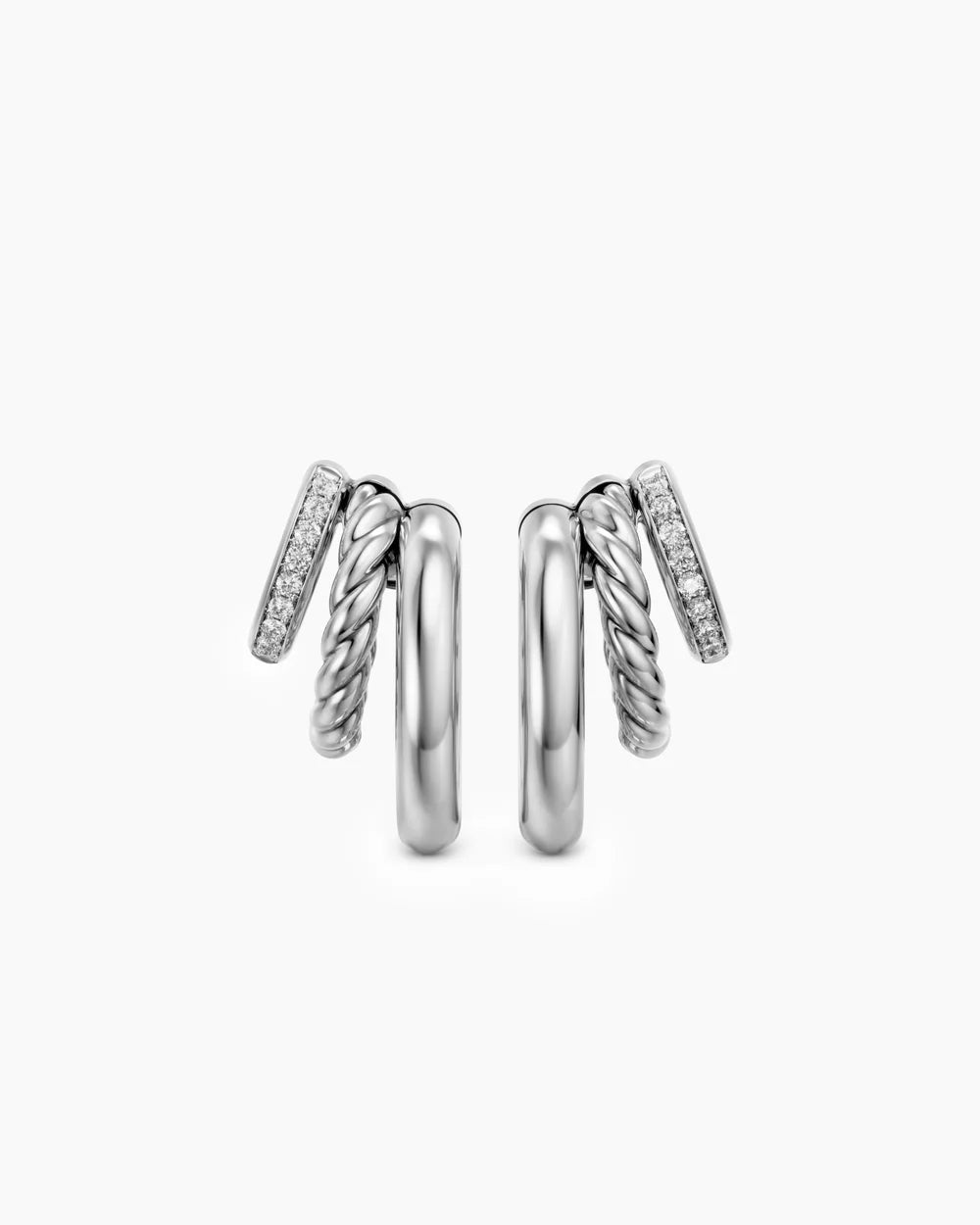 DY MERCER® MULTI ROW EARRINGS Sterling Silver with Diamonds, 18mm