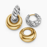 SCULPTED CABLE DROP EARRINGS Sterling Silver with 14K Yellow Gold, 23mm