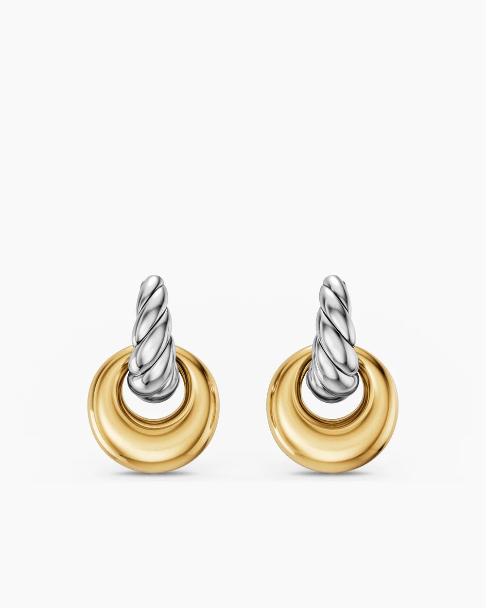 SCULPTED CABLE DROP EARRINGS Sterling Silver with 14K Yellow Gold, 23mm