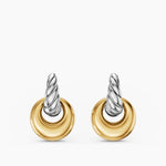 SCULPTED CABLE DROP EARRINGS Sterling Silver with 14K Yellow Gold, 23mm