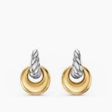 SCULPTED CABLE DROP EARRINGS Sterling Silver with 14K Yellow Gold, 23mm