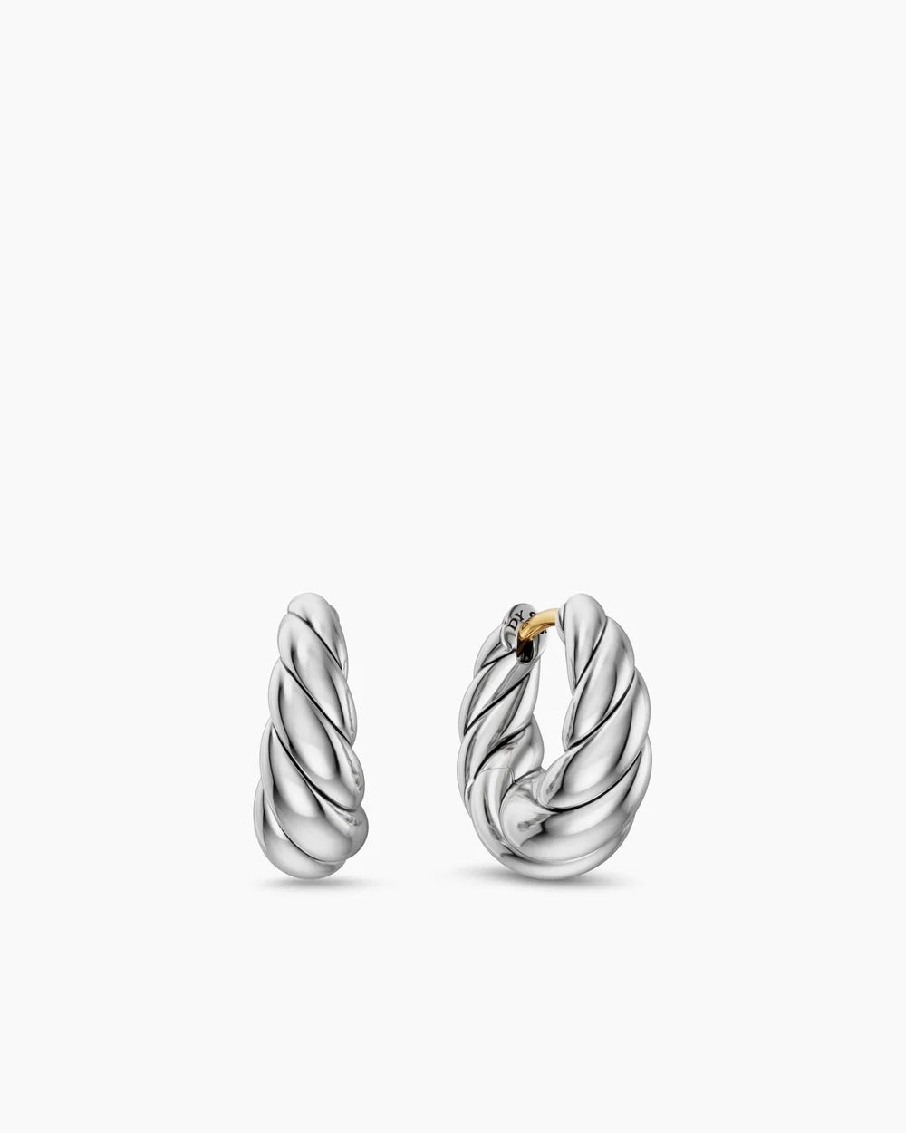 SCULPTED CABLE TAPERED HOOP EARRINGS Sterling Silver, 15.7mm