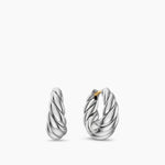 SCULPTED CABLE TAPERED HOOP EARRINGS Sterling Silver, 15.7mm