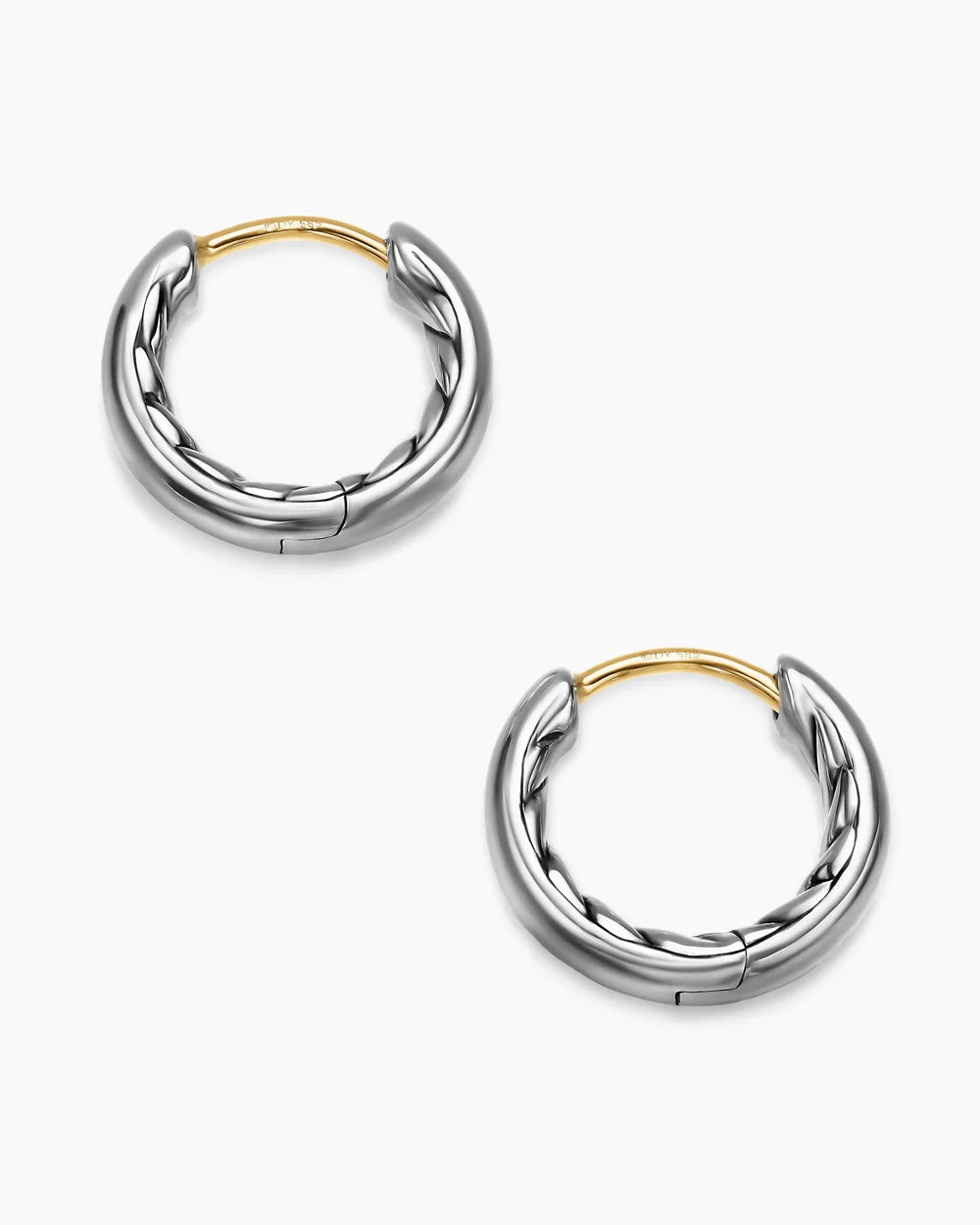 DY MERCER® HUGGIE HOOP EARRINGS Sterling Silver, 12mm