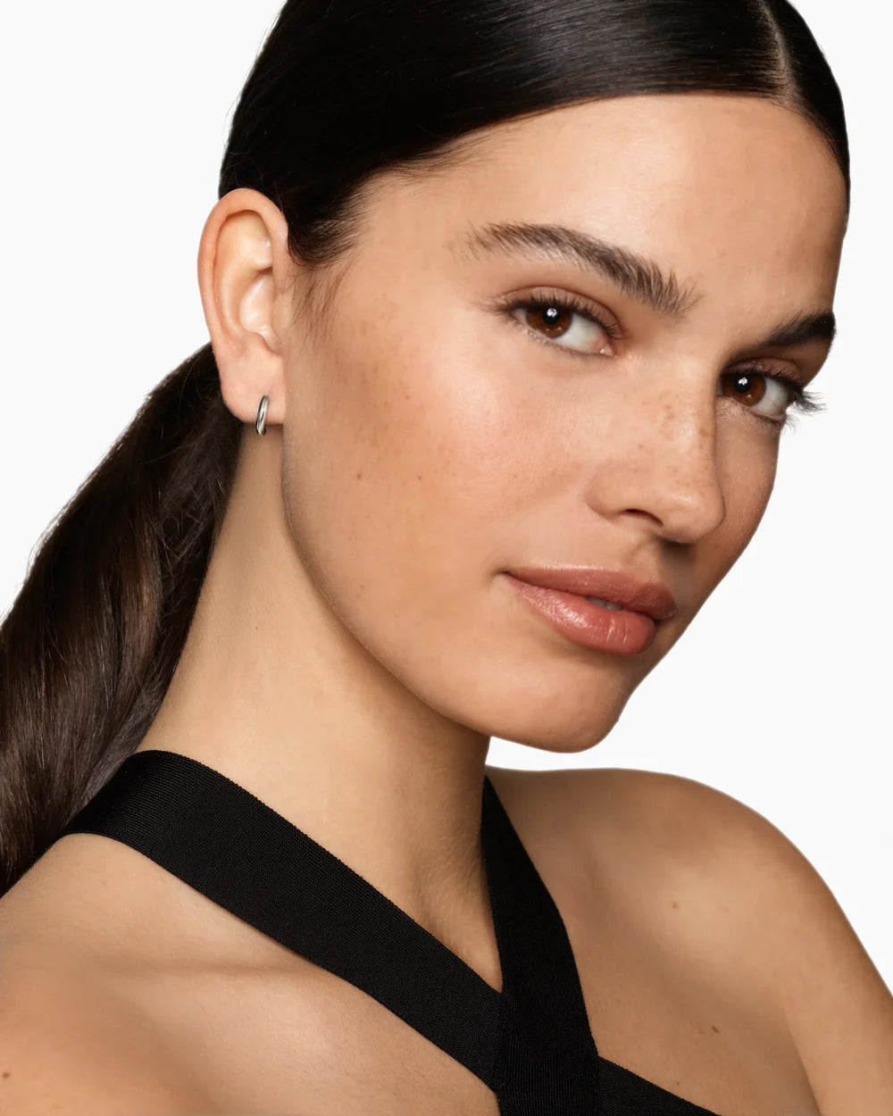 DY MERCER® HUGGIE HOOP EARRINGS Sterling Silver, 12mm