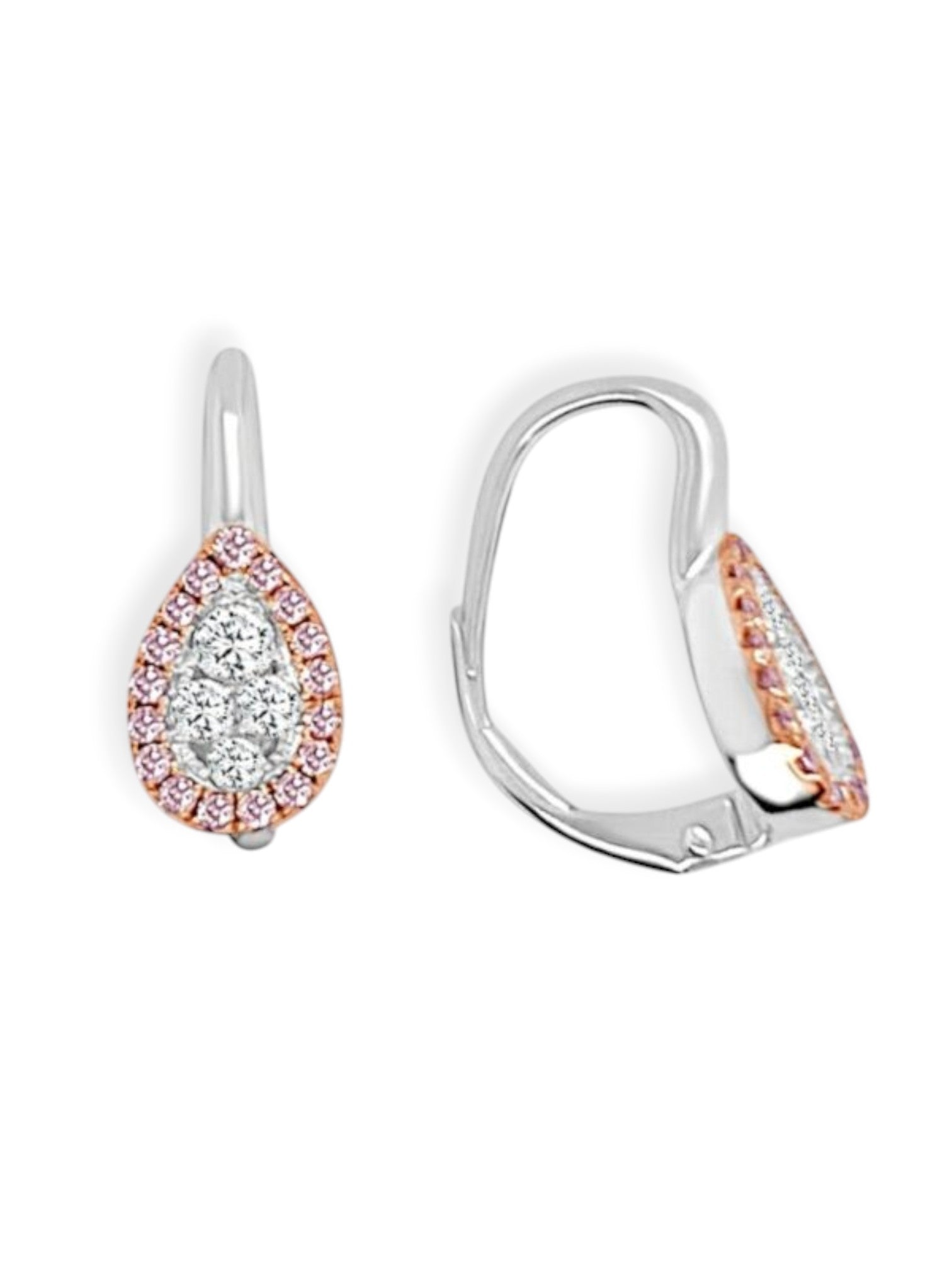 Small Pear-Shaped Firenze II Pink and White Diamond Cluster Earrings