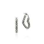 JH Essential Heart Hoop Earrings, Sterling Silver, 21MM