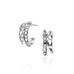 Naga Hoop Earrings, Sterling Silver, Diamonds
