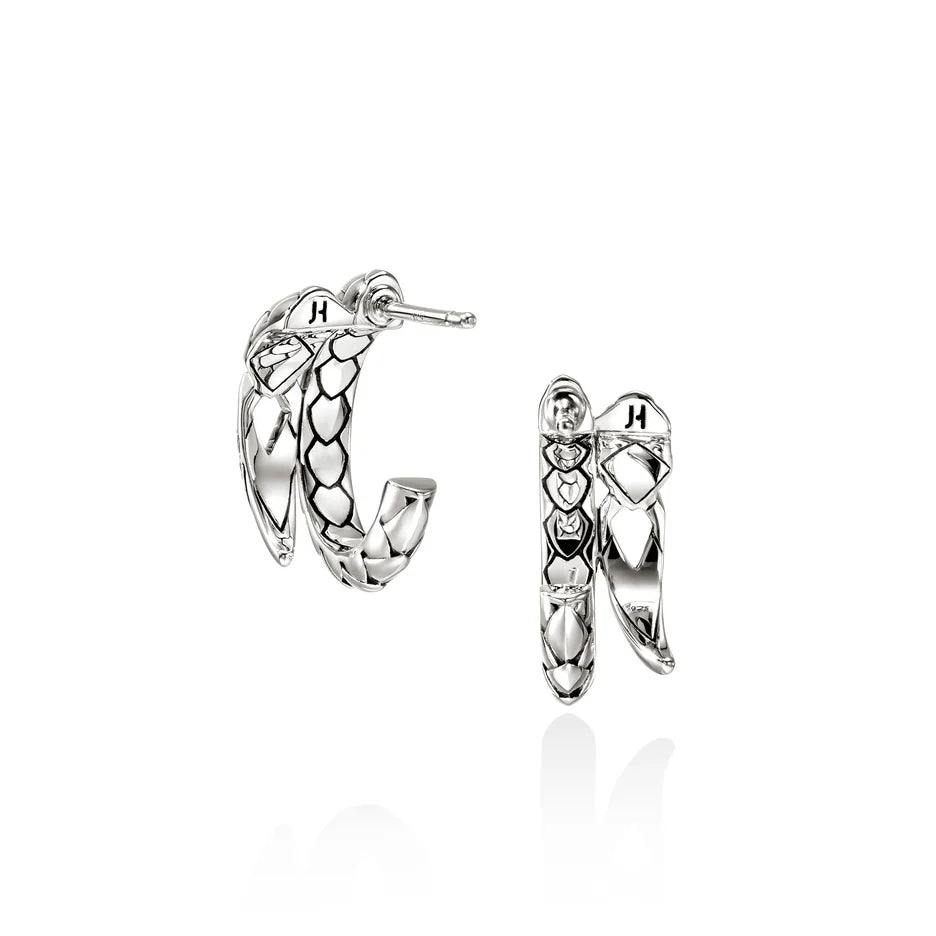 Naga Hoop Earrings, Sterling Silver, Diamonds
