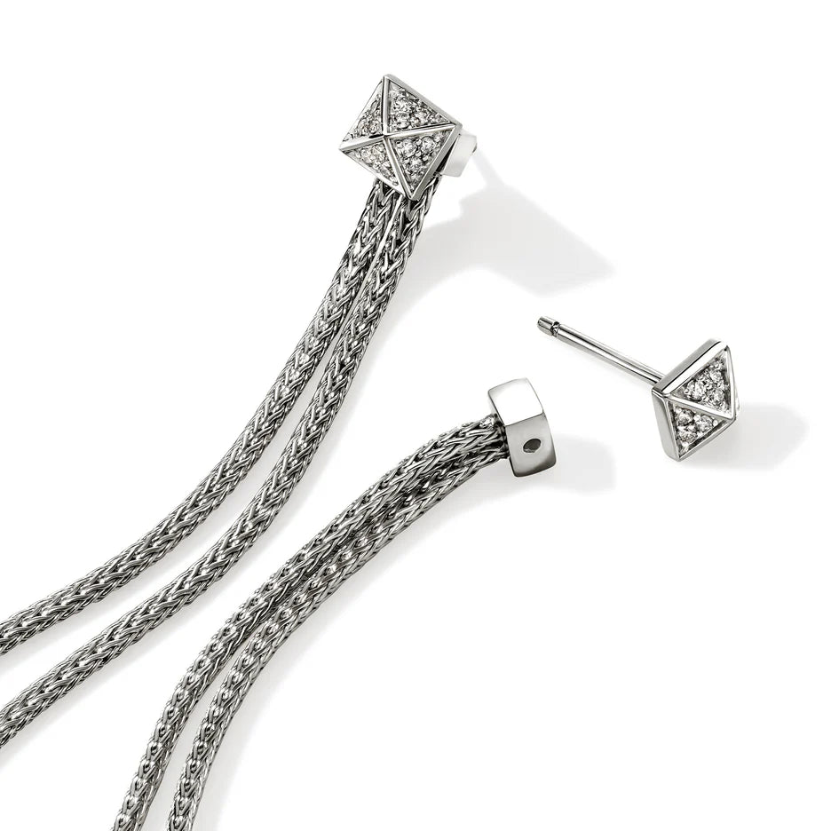 Icon Stud Earrings, Sterling Silver, Diamonds