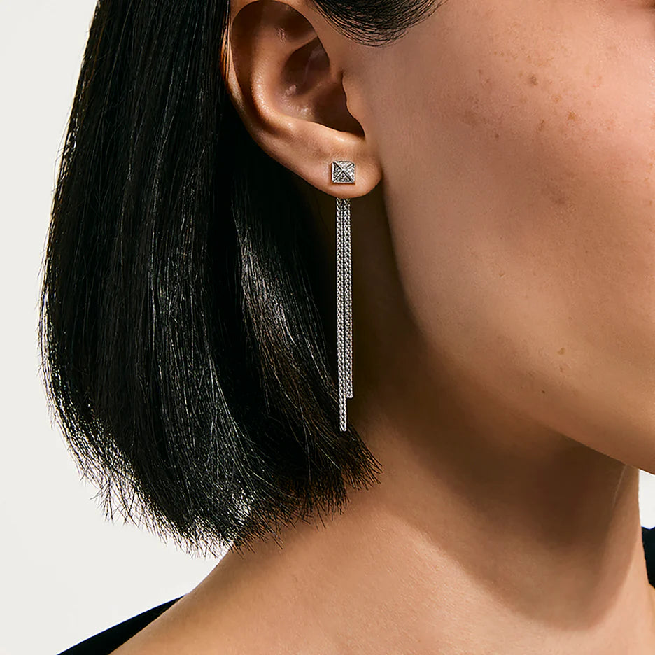 Icon Stud Earrings, Sterling Silver, Diamonds