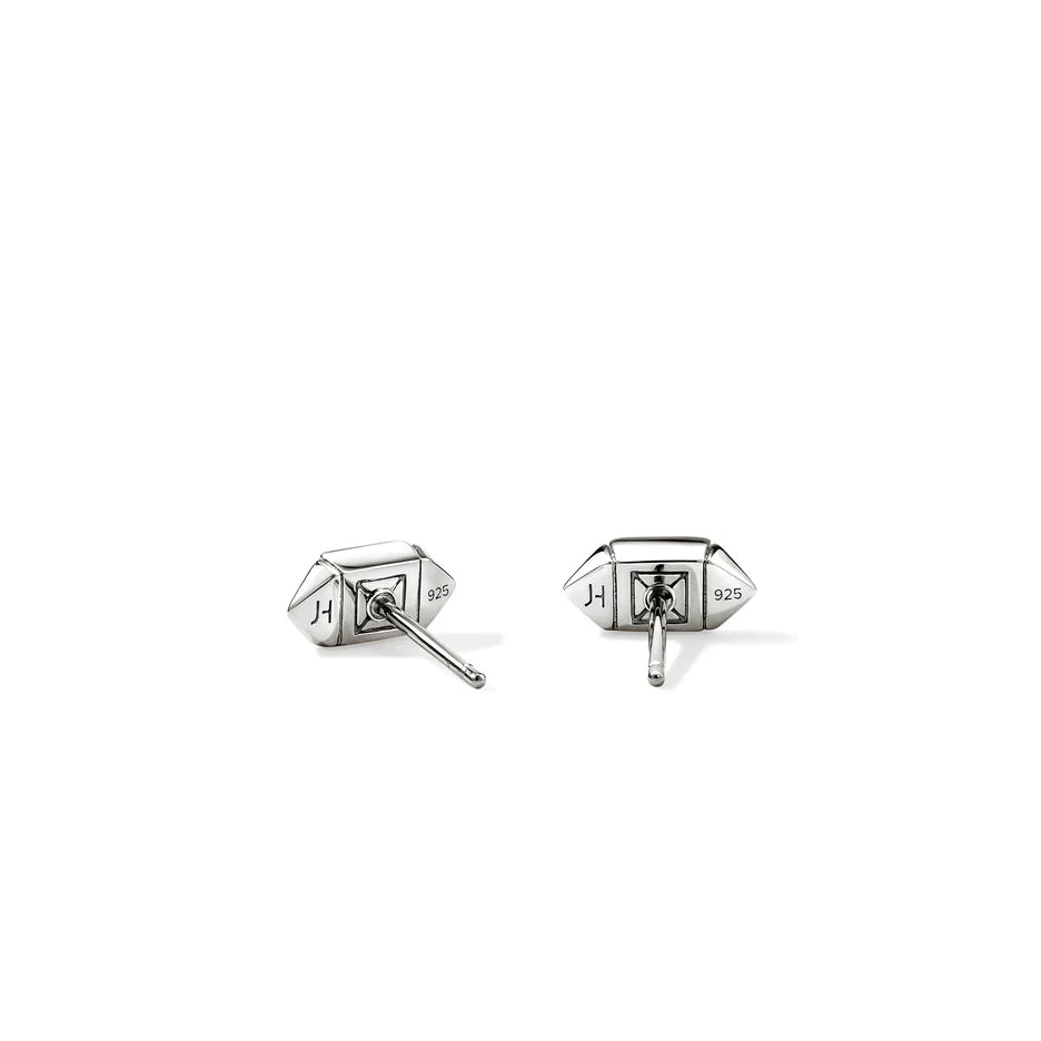 Icon Stud Earrings, Sterling Silver, Diamonds, 5MM