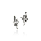 Sterling Silver Spear Stud Earrings with Diamonds