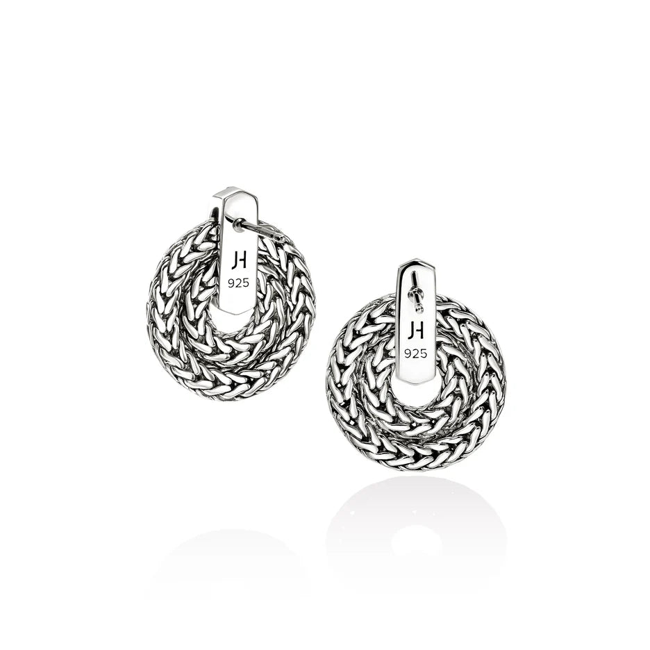 Icon Link Earrings, Sterling Silver, Diamonds, 22MM