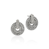 Icon Link Earrings, Sterling Silver, Diamonds, 22MM