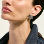 Icon Link Earrings, Sterling Silver, Diamonds, 22MM