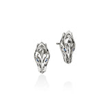 Naga Stud Earrings, Sterling Silver, Blue Sapphires