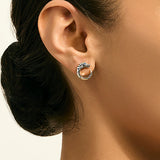 Naga Earrings, Sterling Silver, Blue Sapphires