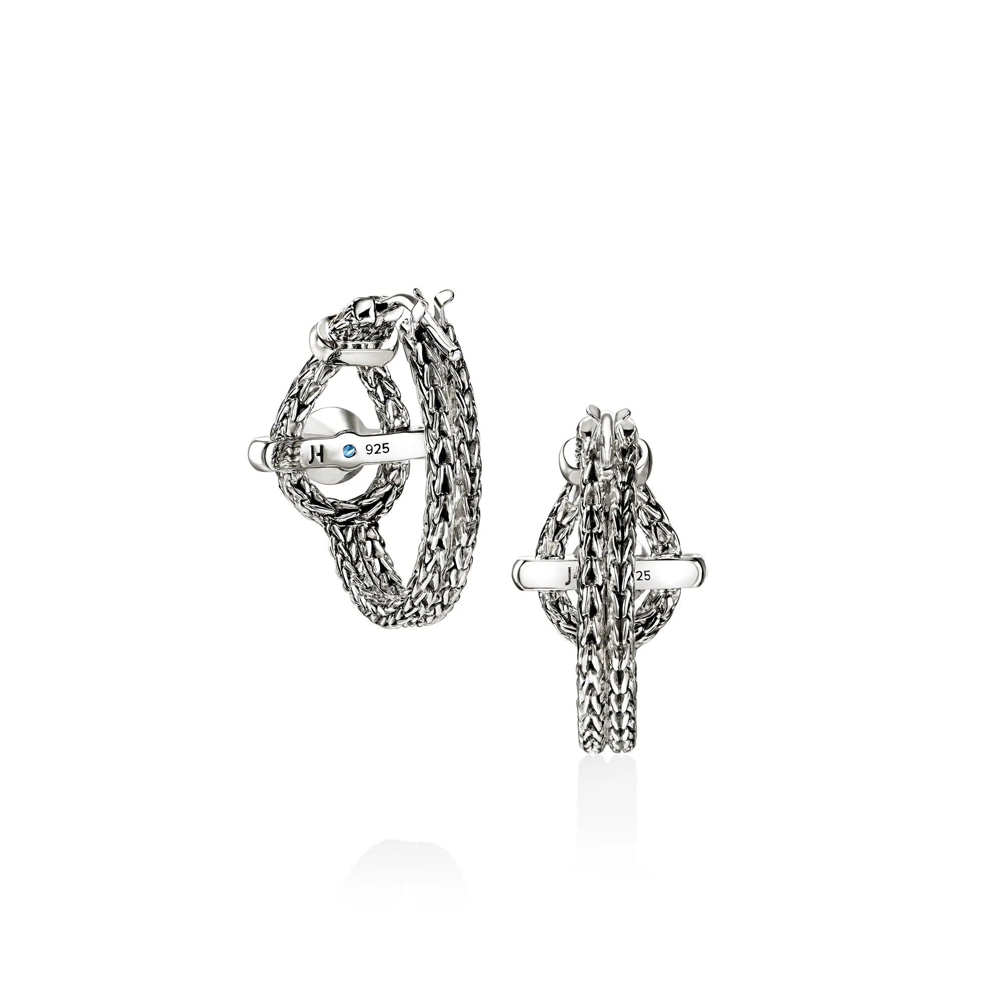 Icon Hoop Earrings, Sterling Silver, Swiss Blue Topaz, 21MM