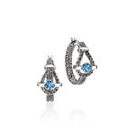 Icon Hoop Earrings, Sterling Silver, Swiss Blue Topaz, 21MM